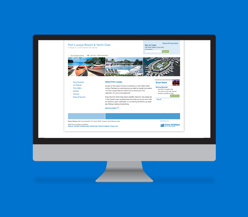 Extra Holidays® by Wyndham Websites